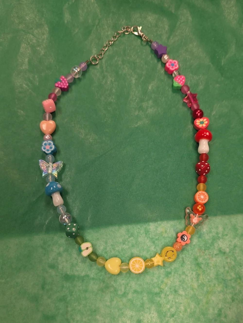 Colorful Kids Beaded Necklace with Fruit & Flower Charms - Multicolor